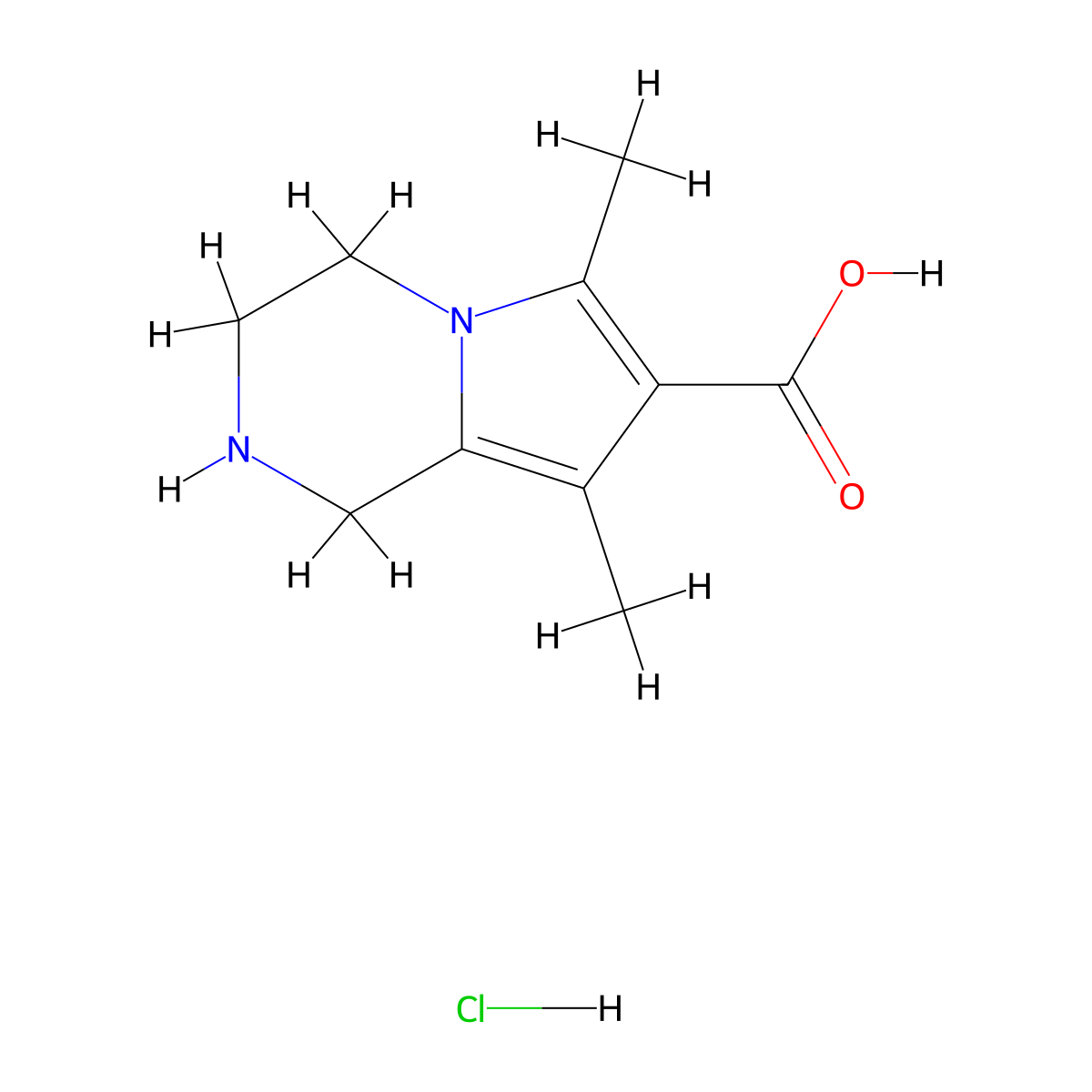 6,8-dimethyl-1H,2H,3H,4H-pyrrolo[1,2-a]pyrazine-7-carboxylic acid hydrochloride molecular structure, CAS 2377033-53-7