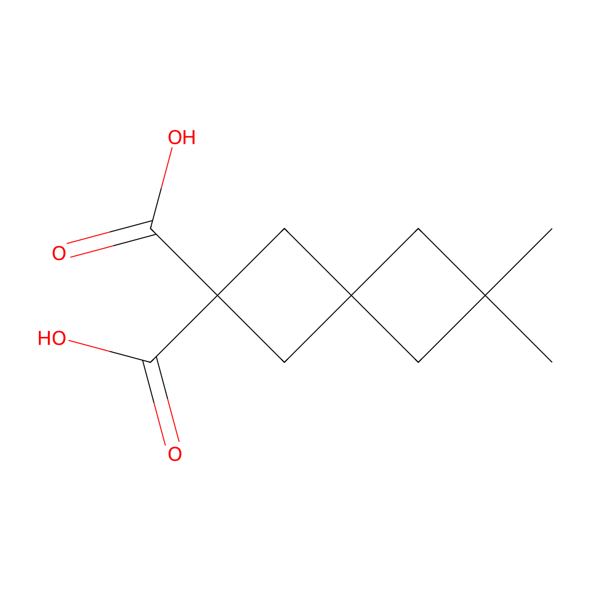 6,6-Dimethylspiro[3.3]heptane-2,2-dicarboxylic acid molecular structure, CAS 2377033-56-0