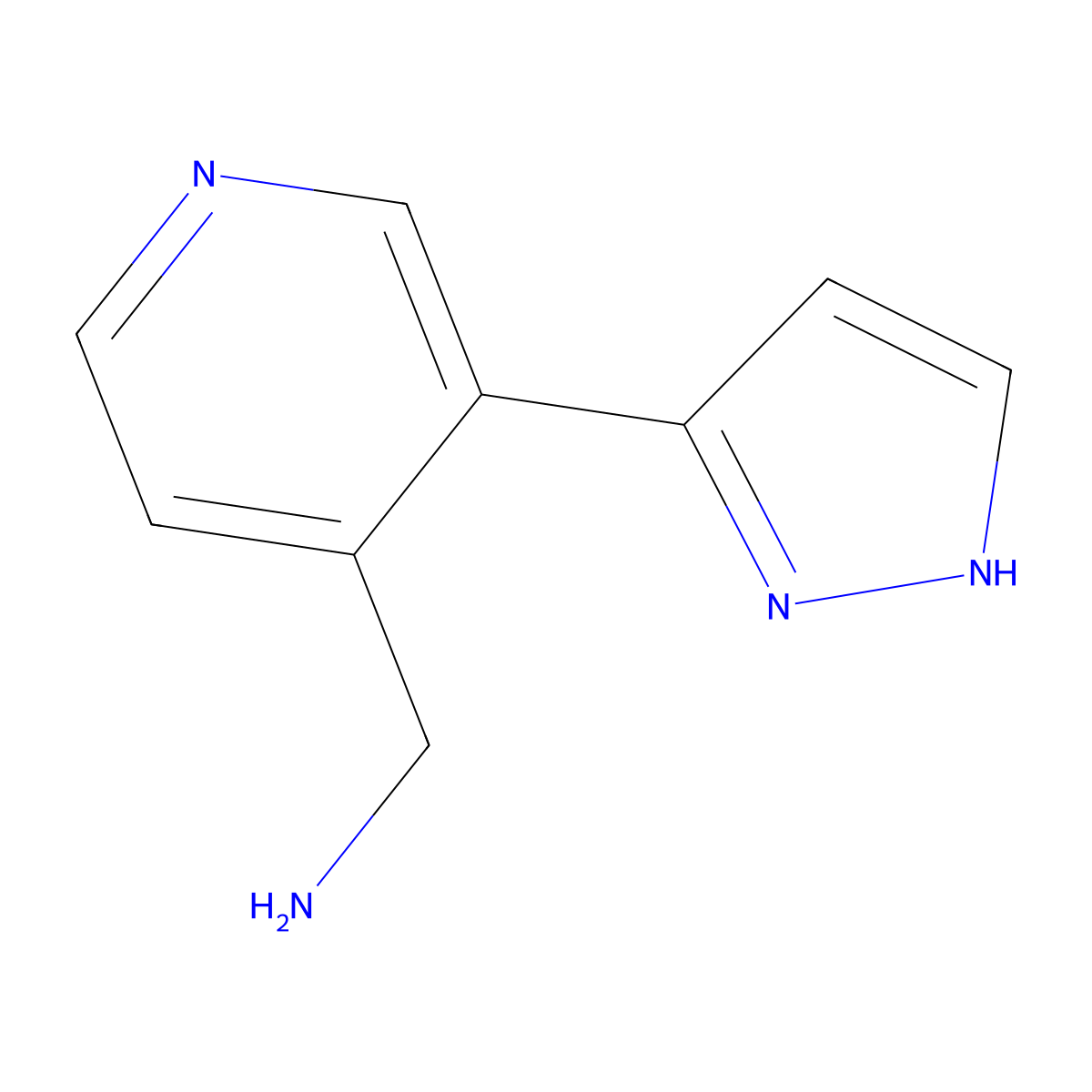 1-[3-(1H-pyrazol-5-yl)pyridin-4-yl]methanamine molecular structure, CAS 2377033-57-1