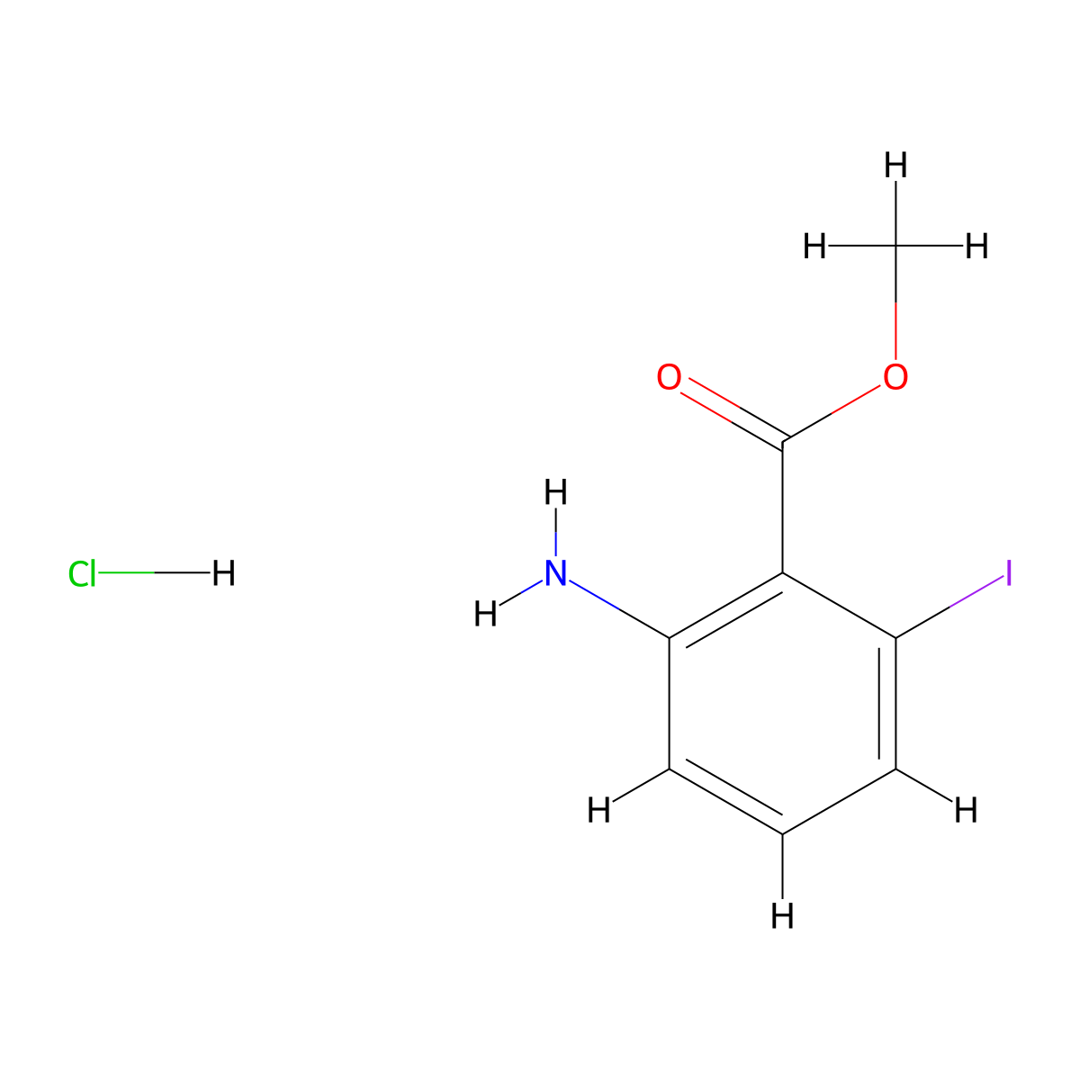 Methyl 2-amino-6-iodobenzoate hydrochloride molecular structure, CAS 2377033-60-6