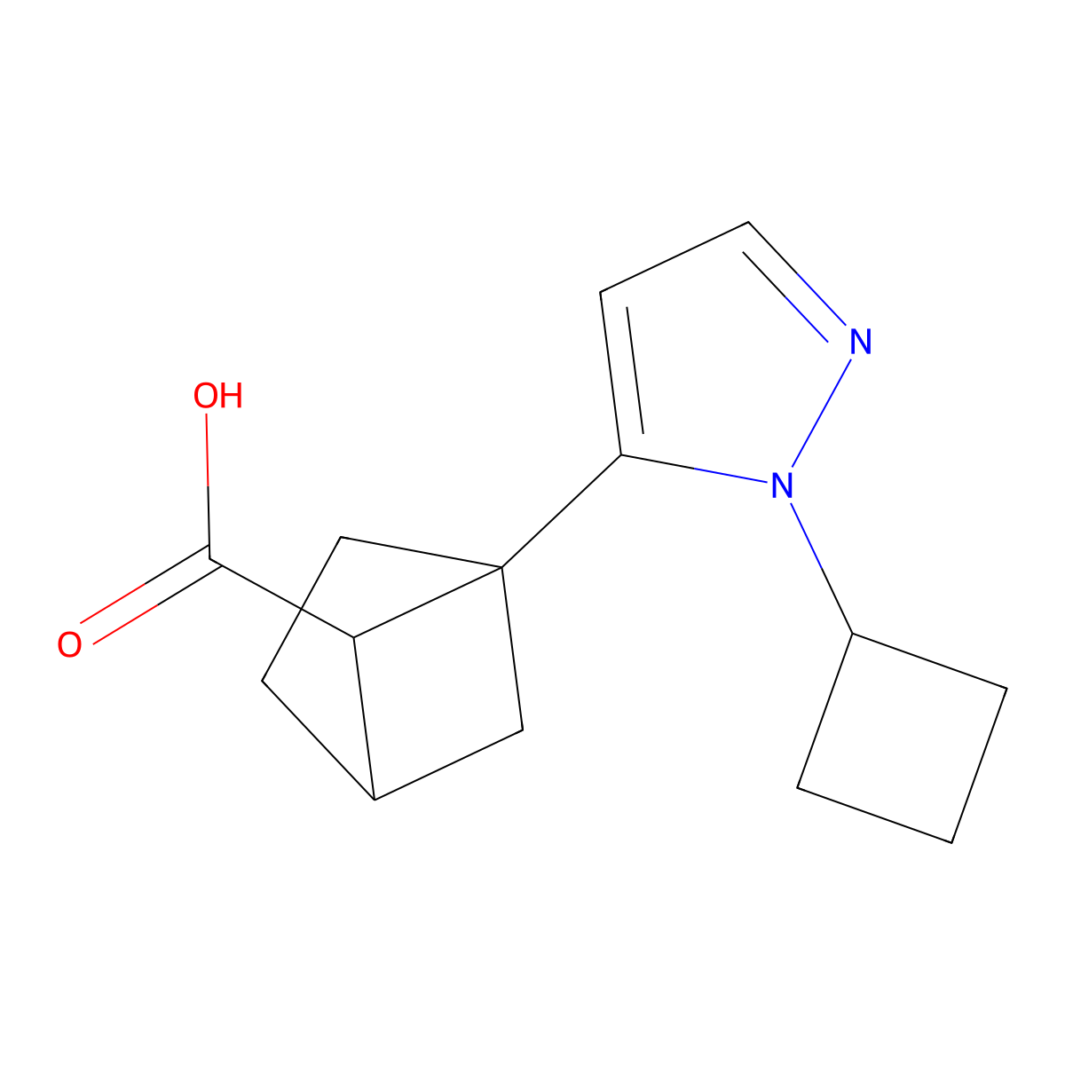 1-(1-cyclobutyl-1H-pyrazol-5-yl)bicyclo[2.1.1]hexane-5-carboxylic acid molecular structure, CAS 2377033-63-9