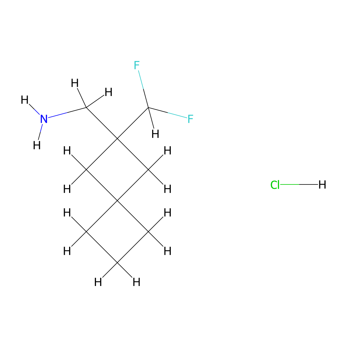 [2-(Difluoromethyl)spiro[3.3]heptan-2-yl]methanamine hydrochloride molecular structure, CAS 2377033-81-1