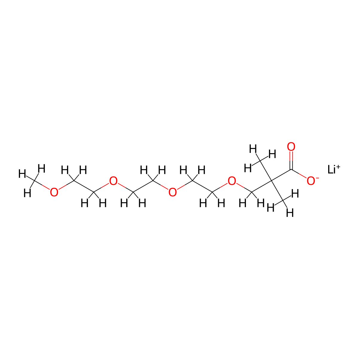 Lithium(1+) ion 13,13-dimethyl-2,5,8,11-tetraoxatetradecan-14-oate molecular structure, CAS 2377033-83-3