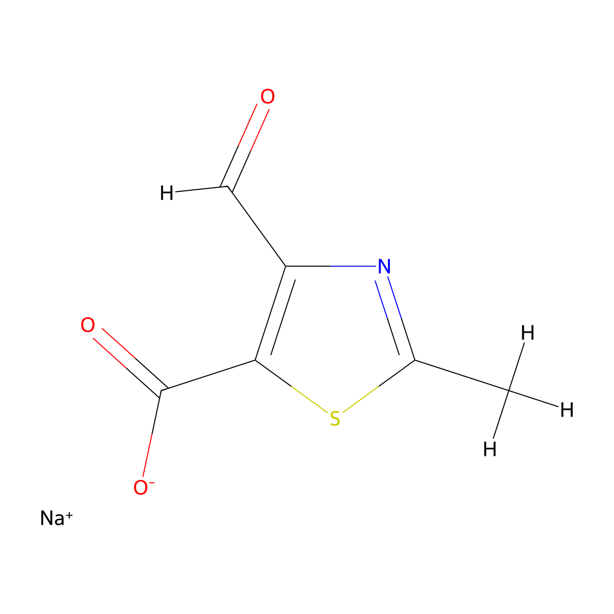Sodium 4-formyl-2-methyl-1,3-thiazole-5-carboxylate molecular structure, CAS 2377033-85-5