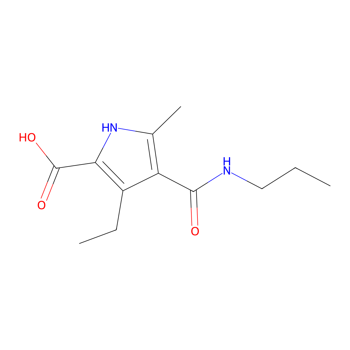 3-Ethyl-5-methyl-4-(propylcarbamoyl)-1H-pyrrole-2-carboxylic acid molecular structure, CAS 2377033-87-7