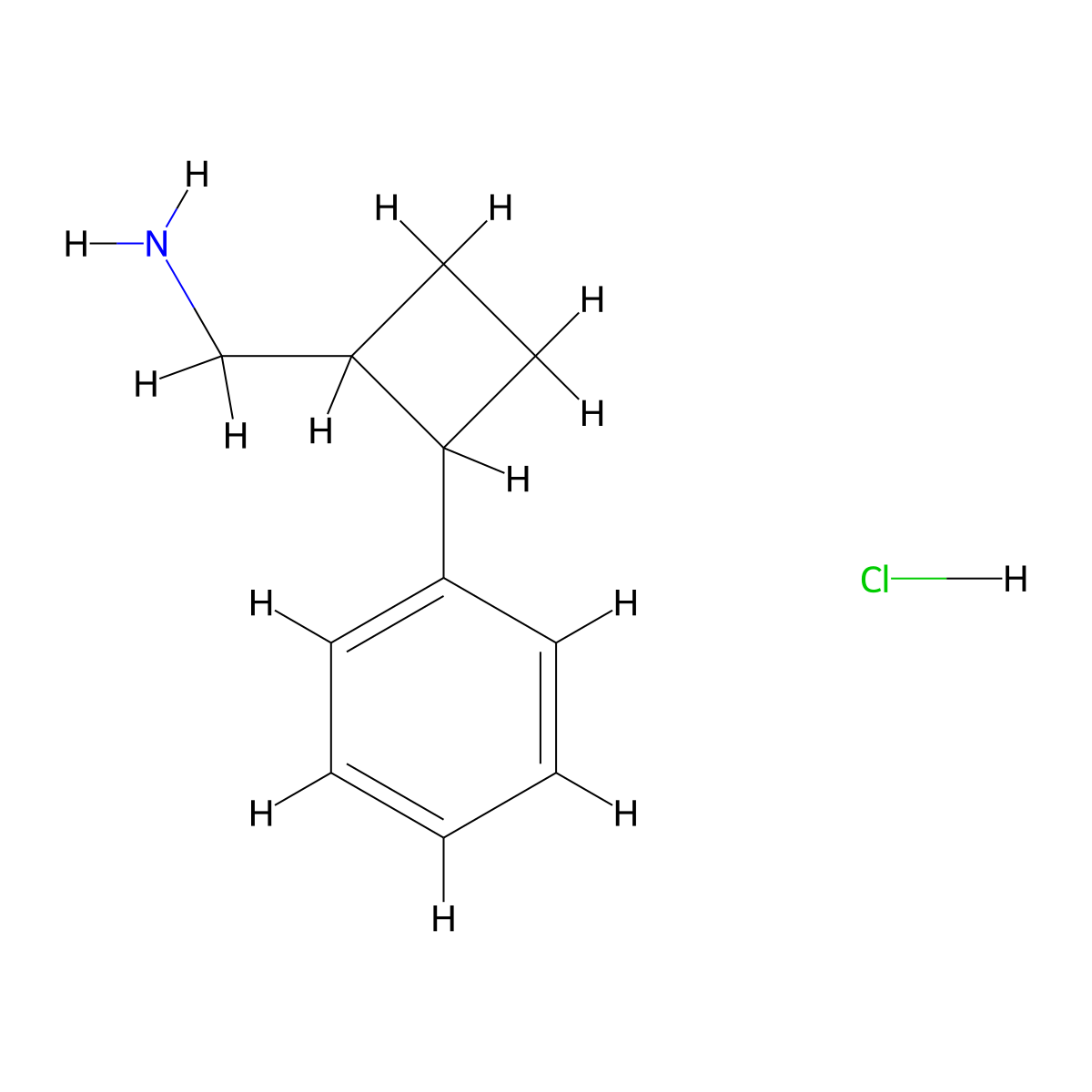 (2-Phenylcyclobutyl)methanamine hydrochloride molecular structure, CAS 2377033-92-4