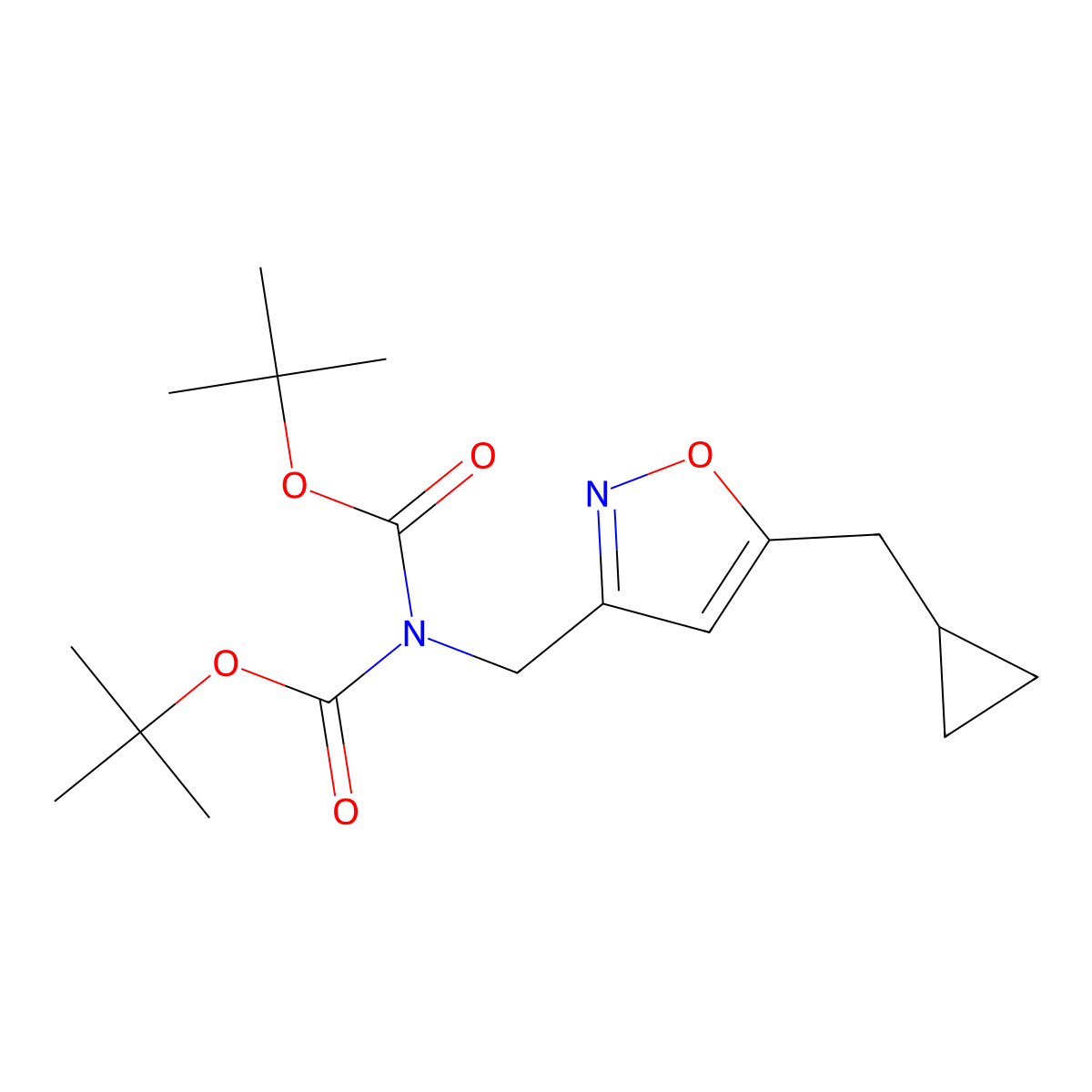 tert-butyl N-[(tert-butoxy)carbonyl]-N-{[5-(cyclopropylmethyl)-1,2-oxazol-3-yl]methyl}carbamate molecular structure, CAS 2377034-00-7