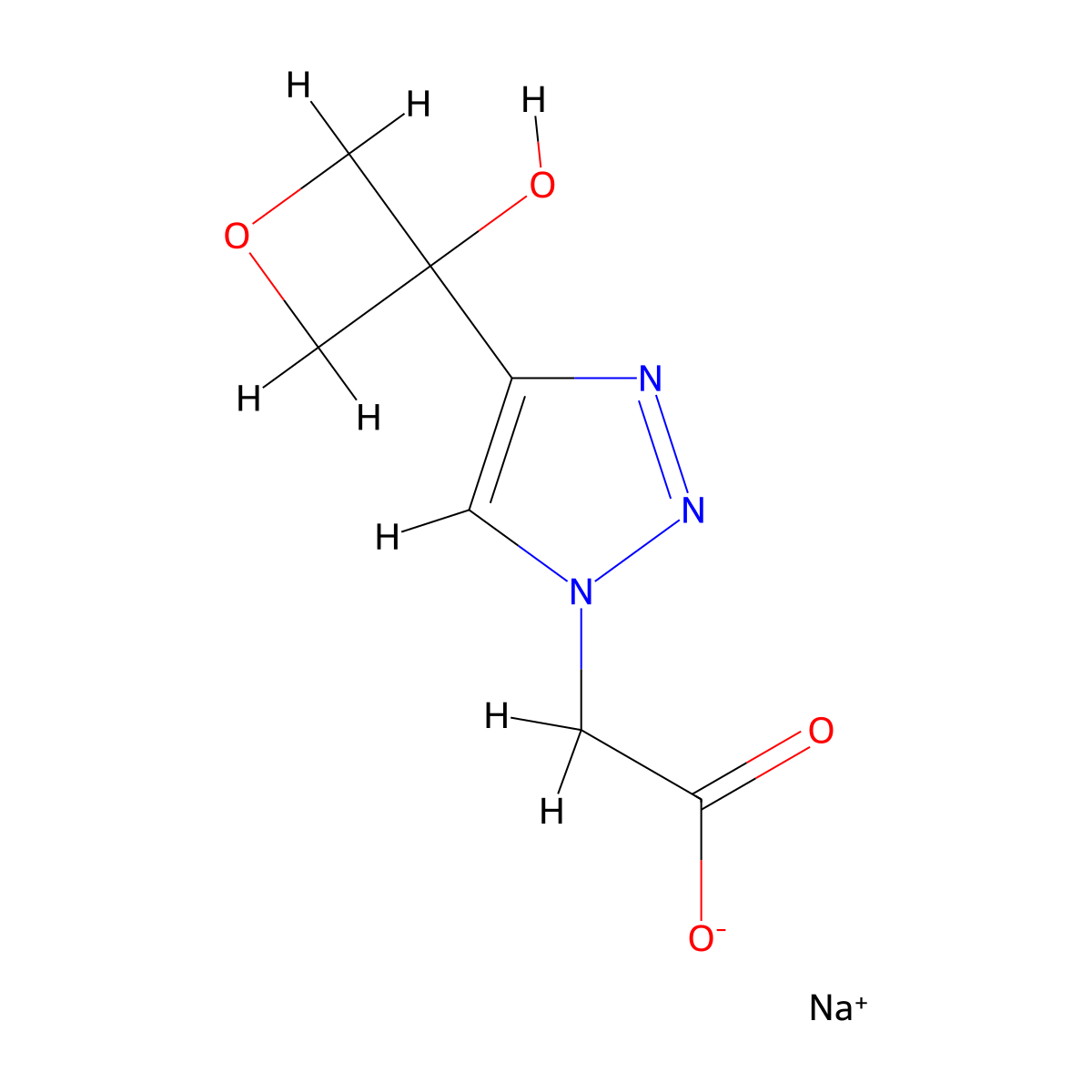 Sodium;2-[4-(3-hydroxyoxetan-3-yl)triazol-1-yl]acetate molecular structure, CAS 2377034-02-9