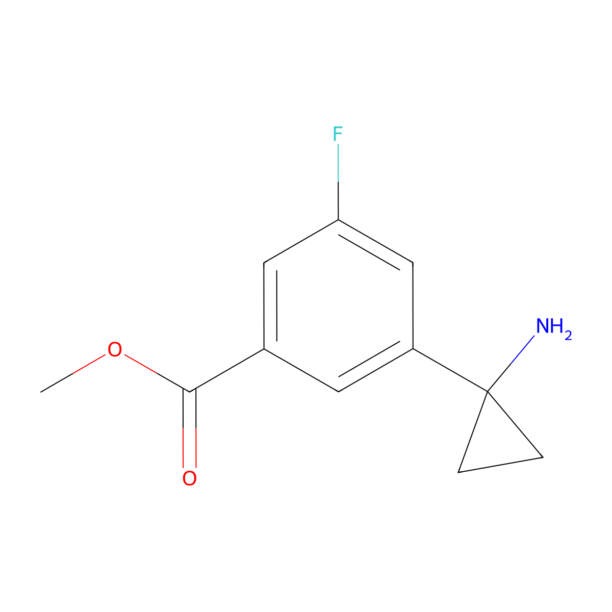 Methyl 3-(1-aminocyclopropyl)-5-fluorobenzoate molecular structure, CAS 2377034-03-0