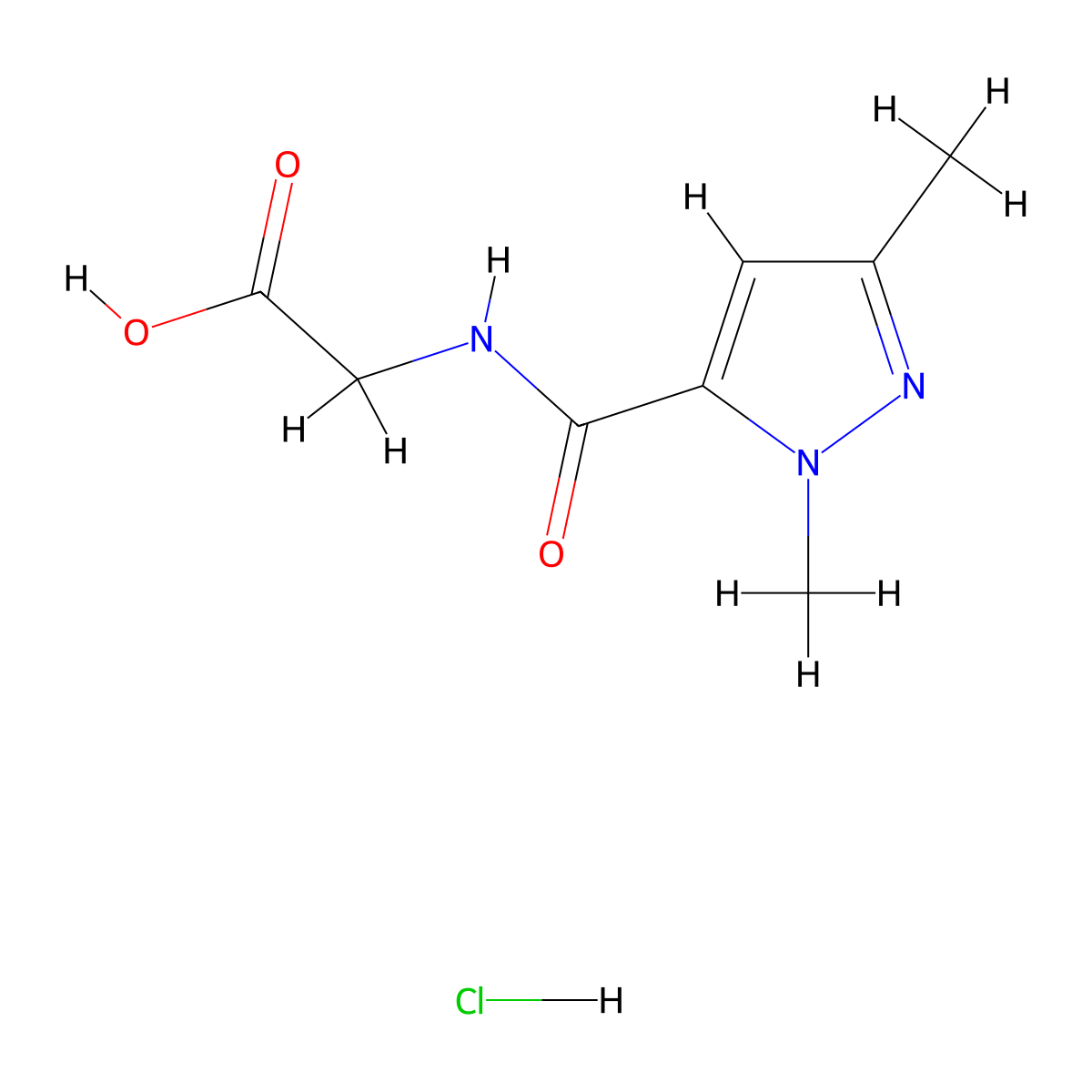 2-[(1,3-dimethyl-1H-pyrazol-5-yl)formamido]acetic acid hydrochloride molecular structure, CAS 2377034-04-1