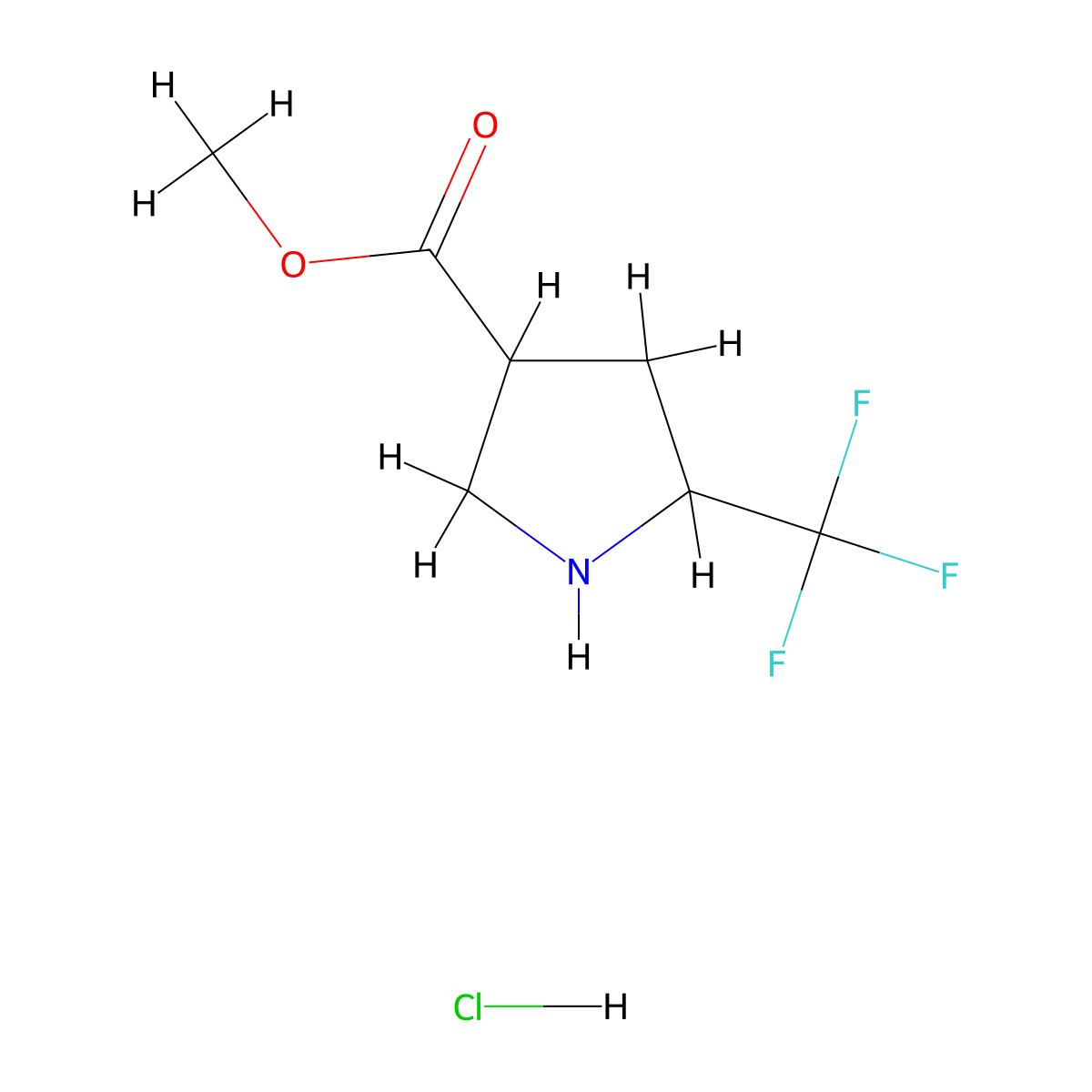 Methyl 5-(trifluoromethyl)pyrrolidine-3-carboxylate hydrochloride molecular structure, CAS 2377034-06-3