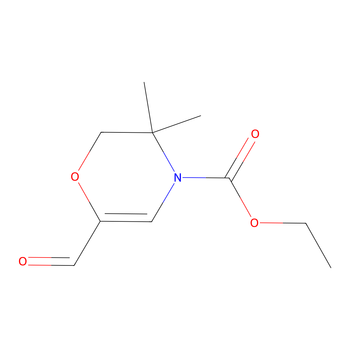 ethyl 6-formyl-3,3-dimethyl-3,4-dihydro-2H-oxazine-4-carboxylate molecular structure, CAS 2377034-08-5
