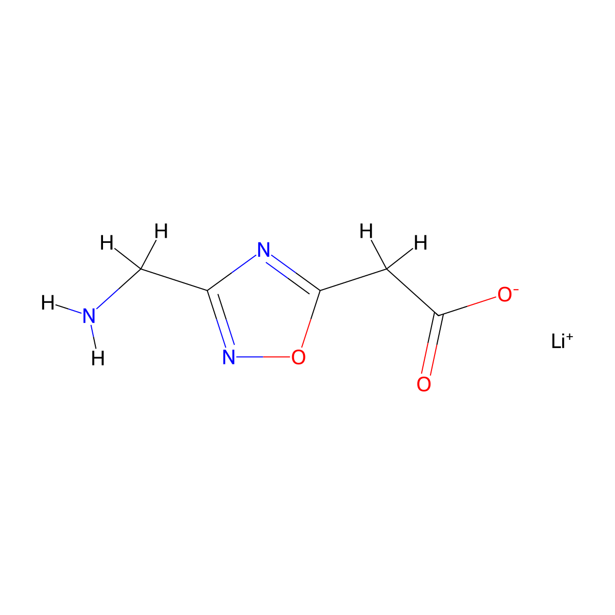 Lithium(1+) ion 2-[3-(aminomethyl)-1,2,4-oxadiazol-5-yl]acetate molecular structure, CAS 2377034-09-6