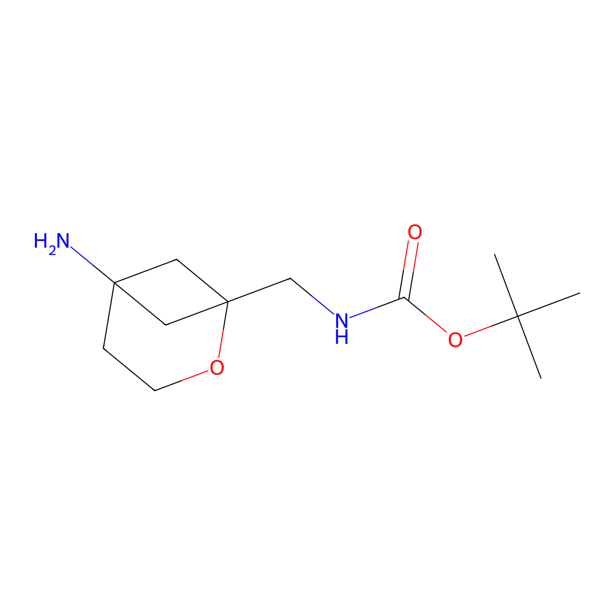 tert-butyl N-({5-amino-2-oxabicyclo[3.1.1]heptan-1-yl}methyl)carbamate molecular structure, CAS 2377034-11-0