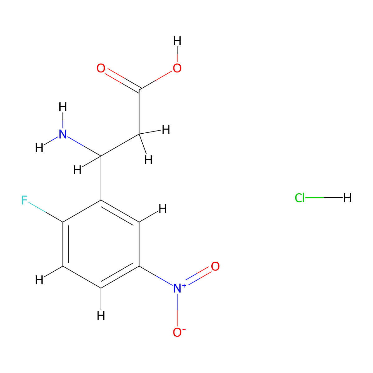3-Amino-3-(2-fluoro-5-nitrophenyl)propanoic acid hydrochloride molecular structure, CAS 2377034-16-5