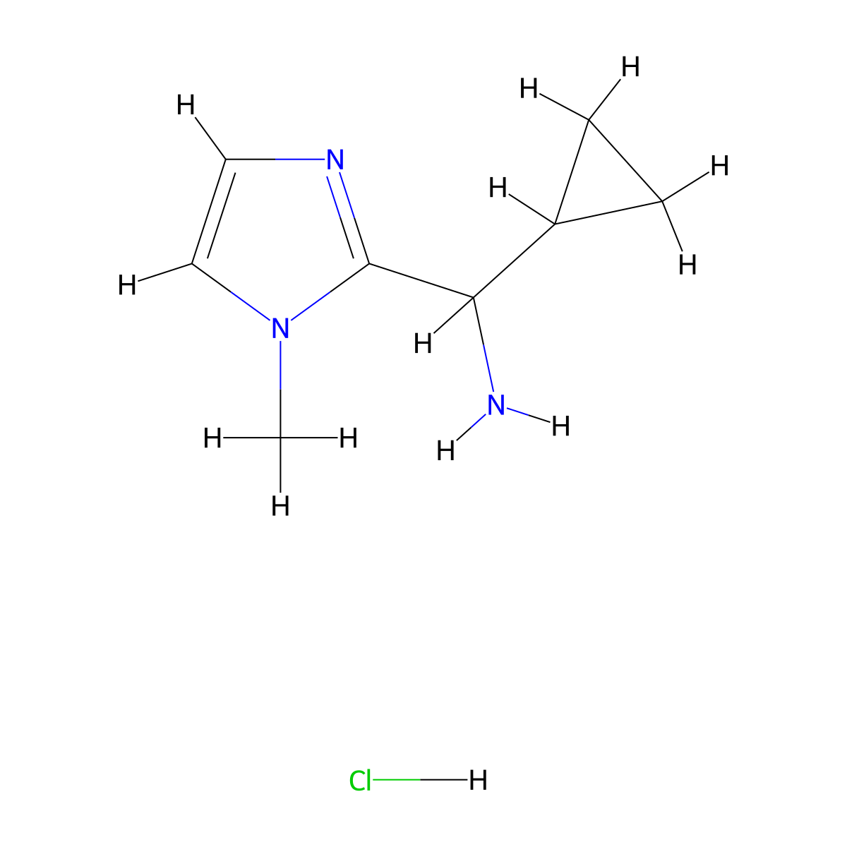 cyclopropyl(1-methyl-1H-imidazol-2-yl)methanamine hydrochloride molecular structure, CAS 2377034-19-8