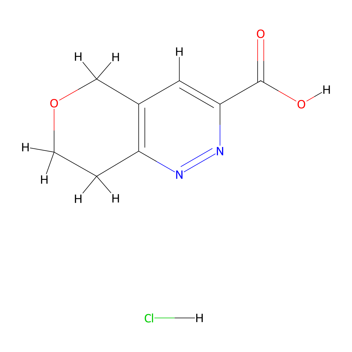 5H,7H,8H-pyrano[4,3-c]pyridazine-3-carboxylic acid hydrochloride molecular structure, CAS 2377034-25-6
