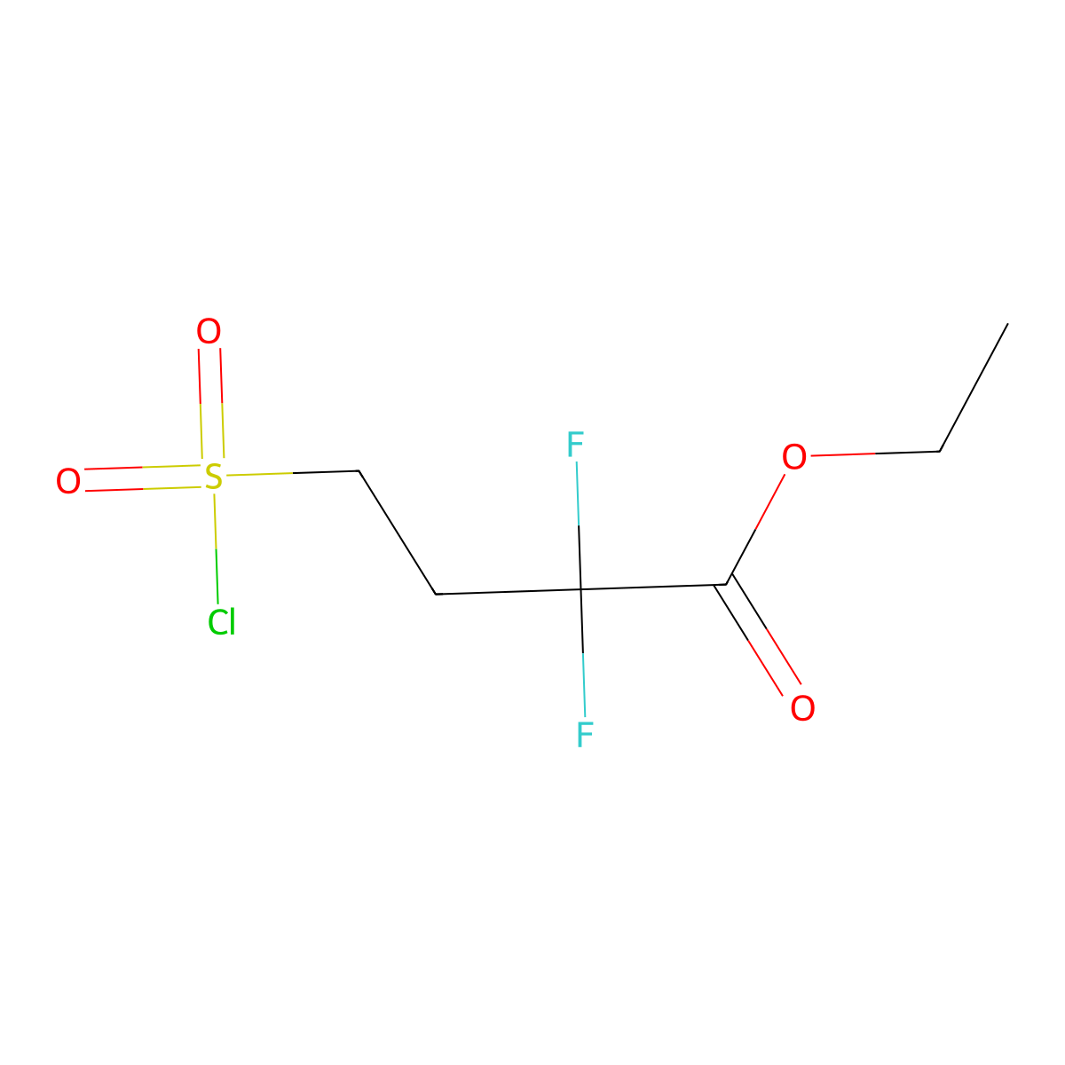 Ethyl 4-chlorosulfonyl-2,2-difluorobutanoate molecular structure, CAS 2377034-26-7