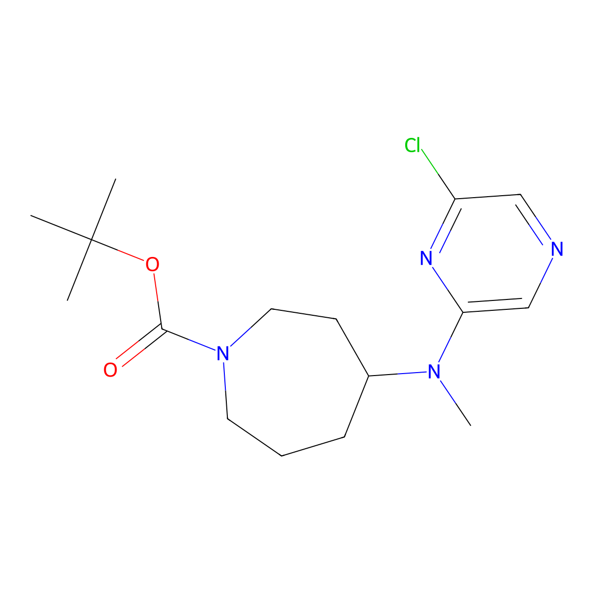 Tert-butyl4-[(6-chloropyrazin-2-yl)(methyl)amino]azepane-1-carboxylate molecular structure, CAS 2377034-28-9