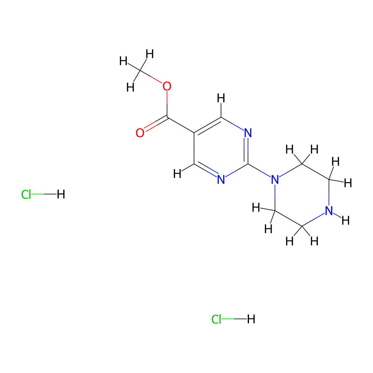 Methyl2-(piperazin-1-yl)pyrimidine-5-carboxylatedihydrochloride molecular structure, CAS 2377034-30-3