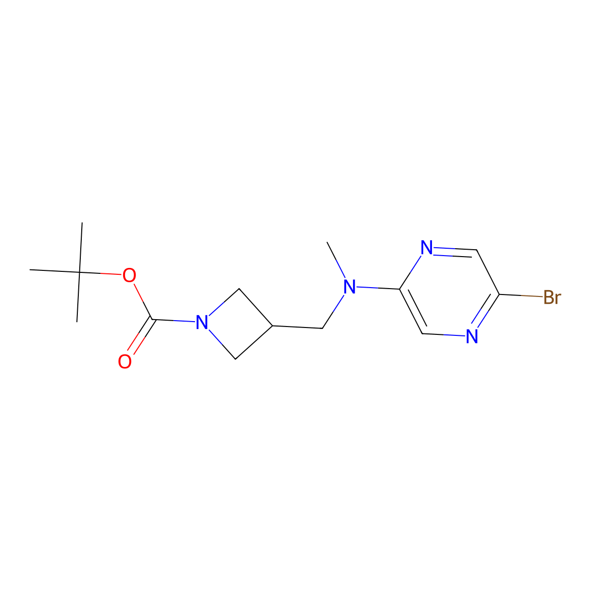 Tert-butyl3-{[(5-bromopyrazin-2-yl)(methyl)amino]methyl}azetidine-1-carboxylate molecular structure, CAS 2377034-33-6