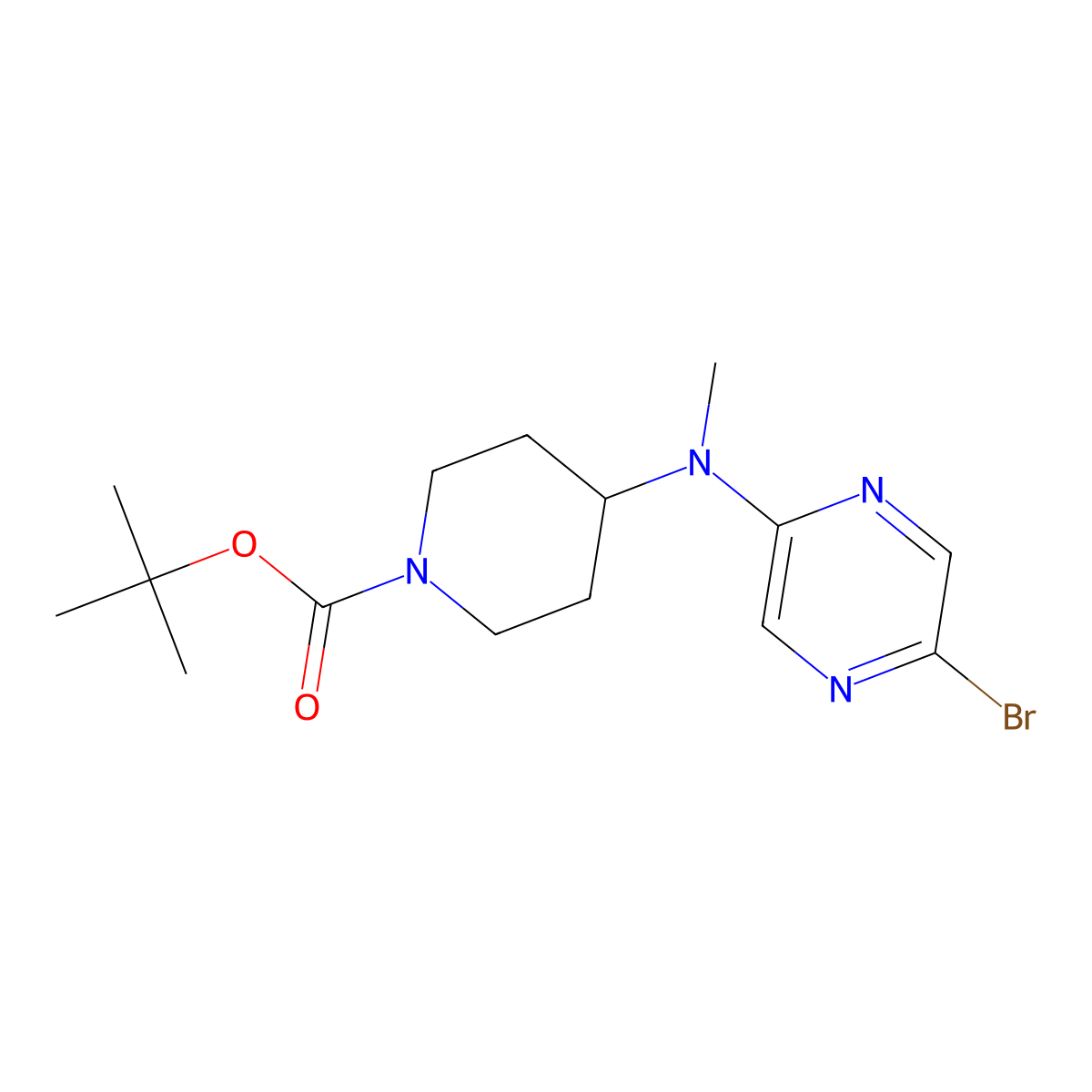 Tert-butyl 4-[(5-bromopyrazin-2-yl)(methyl)amino]piperidine-1-carboxylate molecular structure, CAS 2377034-52-9