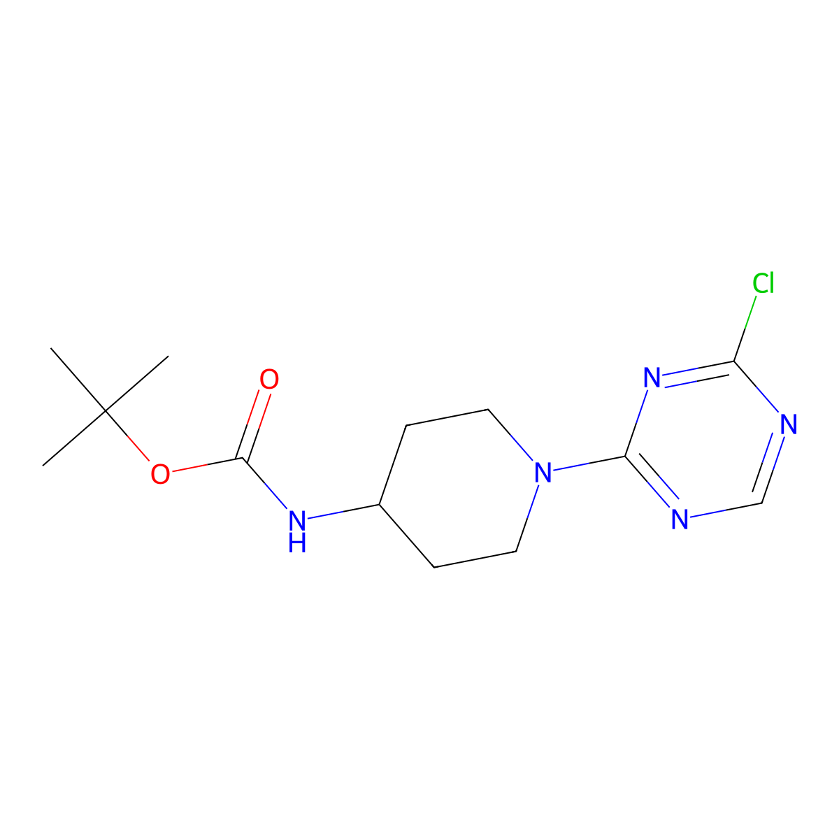 Tert-butyl N-[1-(4-chloro-1,3,5-triazin-2-yl)piperidin-4-yl]carbamate molecular structure, CAS 2377034-61-0