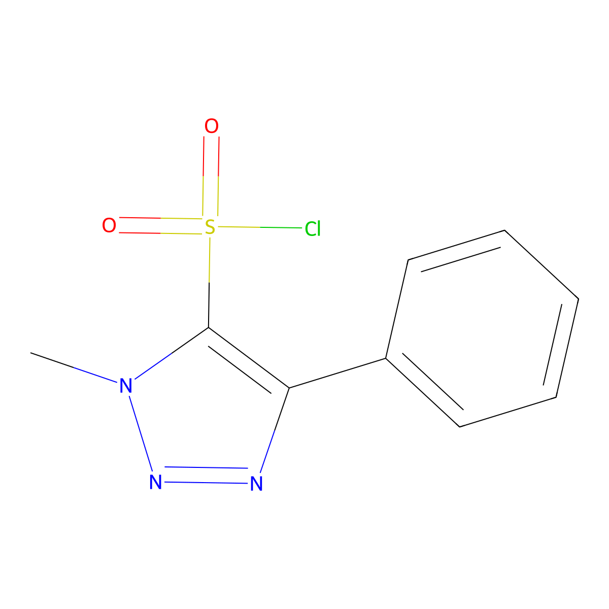 1-methyl-4-phenyl-1H-1,2,3-triazole-5-sulfonyl chloride molecular structure, CAS 2377034-64-3