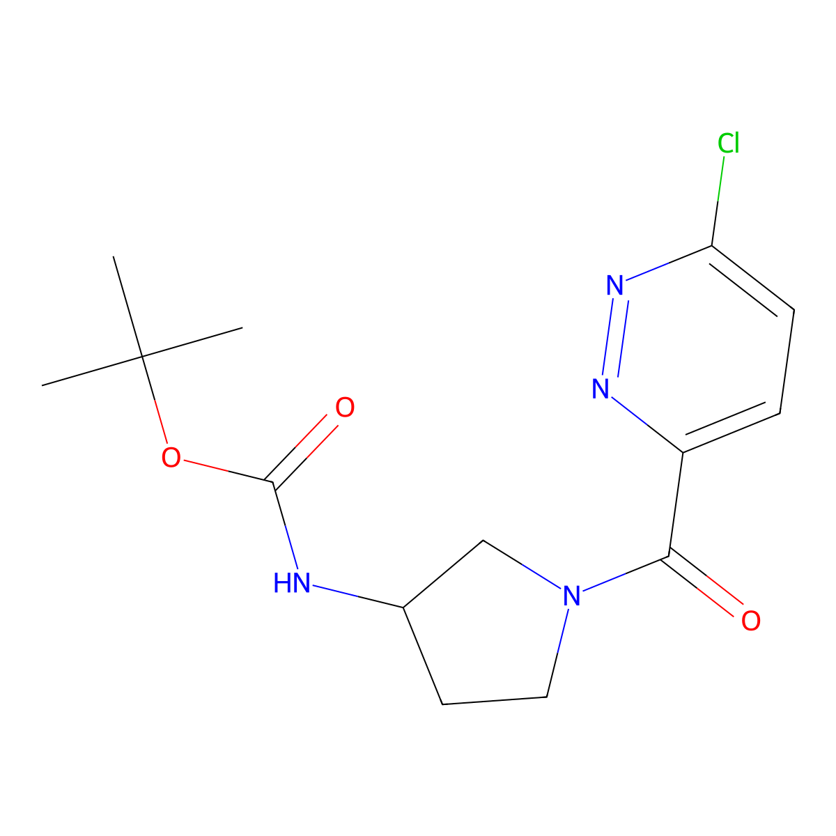 Tert-butyl N-[1-(6-chloropyridazine-3-carbonyl)pyrrolidin-3-yl]carbamate molecular structure, CAS 2377034-65-4