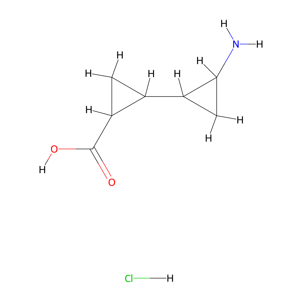 2-(2-Aminocyclopropyl)cyclopropane-1-carboxylic acid hydrochloride molecular structure, CAS 2377034-76-7