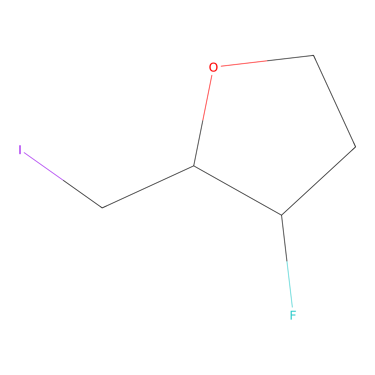 3-Fluoro-2-(iodomethyl)oxolane molecular structure, CAS 2377034-89-2
