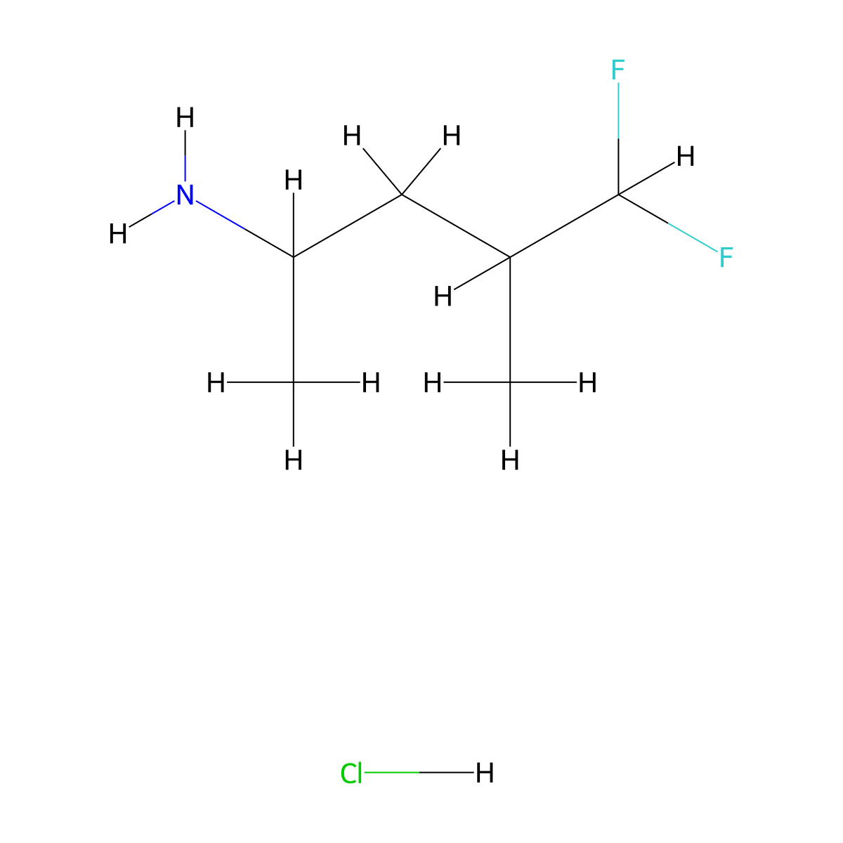 5,5-Difluoro-4-methylpentan-2-amine hydrochloride molecular structure, CAS 2377034-93-8
