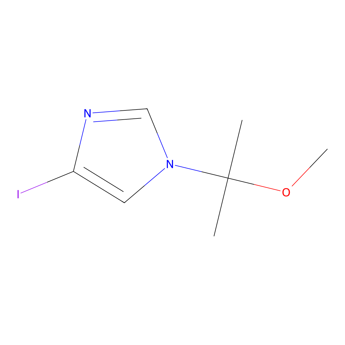 4-iodo-1-(2-methoxypropan-2-yl)-1H-imidazole molecular structure, CAS 2377035-04-4