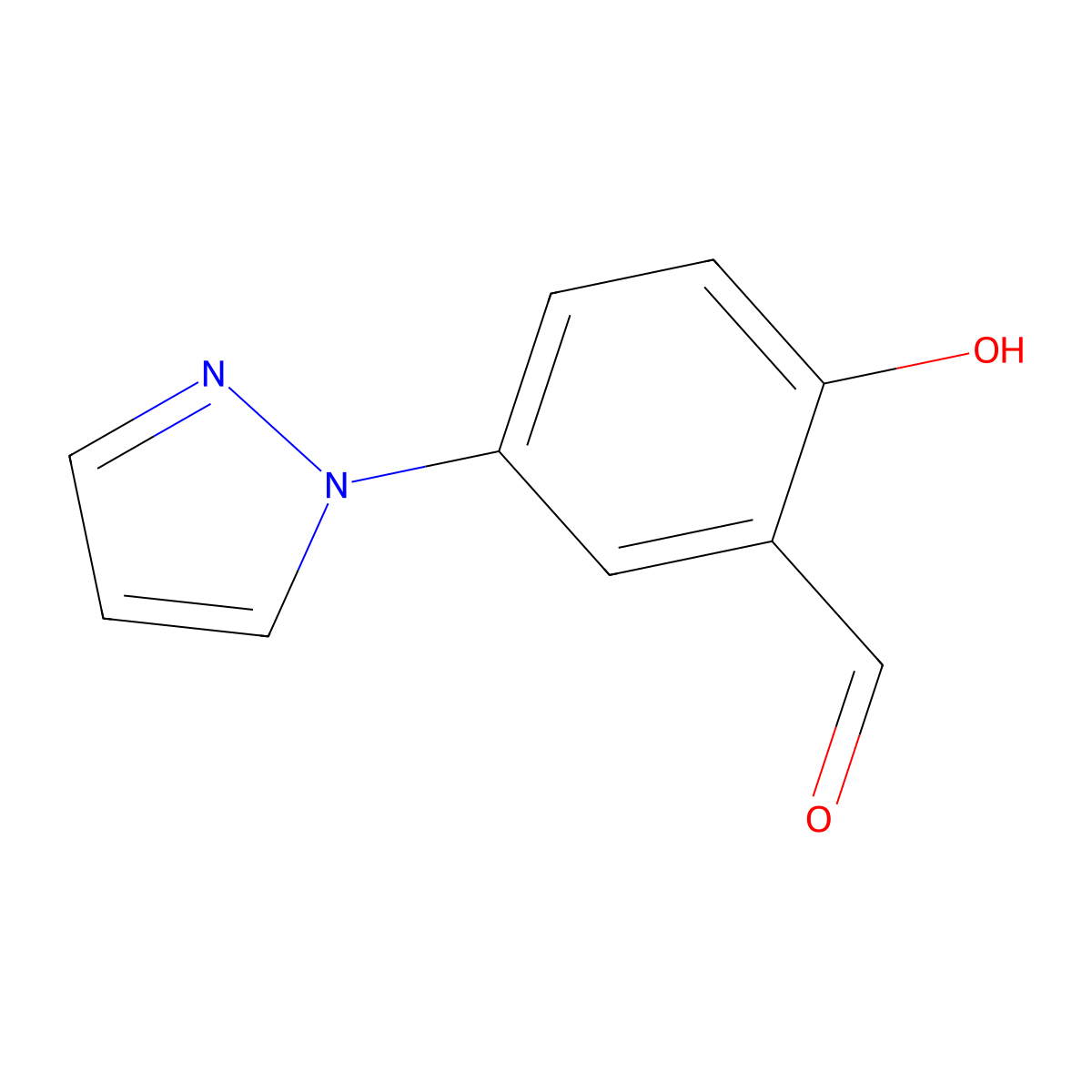 2-hydroxy-5-(1H-pyrazol-1-yl)benzaldehyde molecular structure, CAS 2377035-07-7