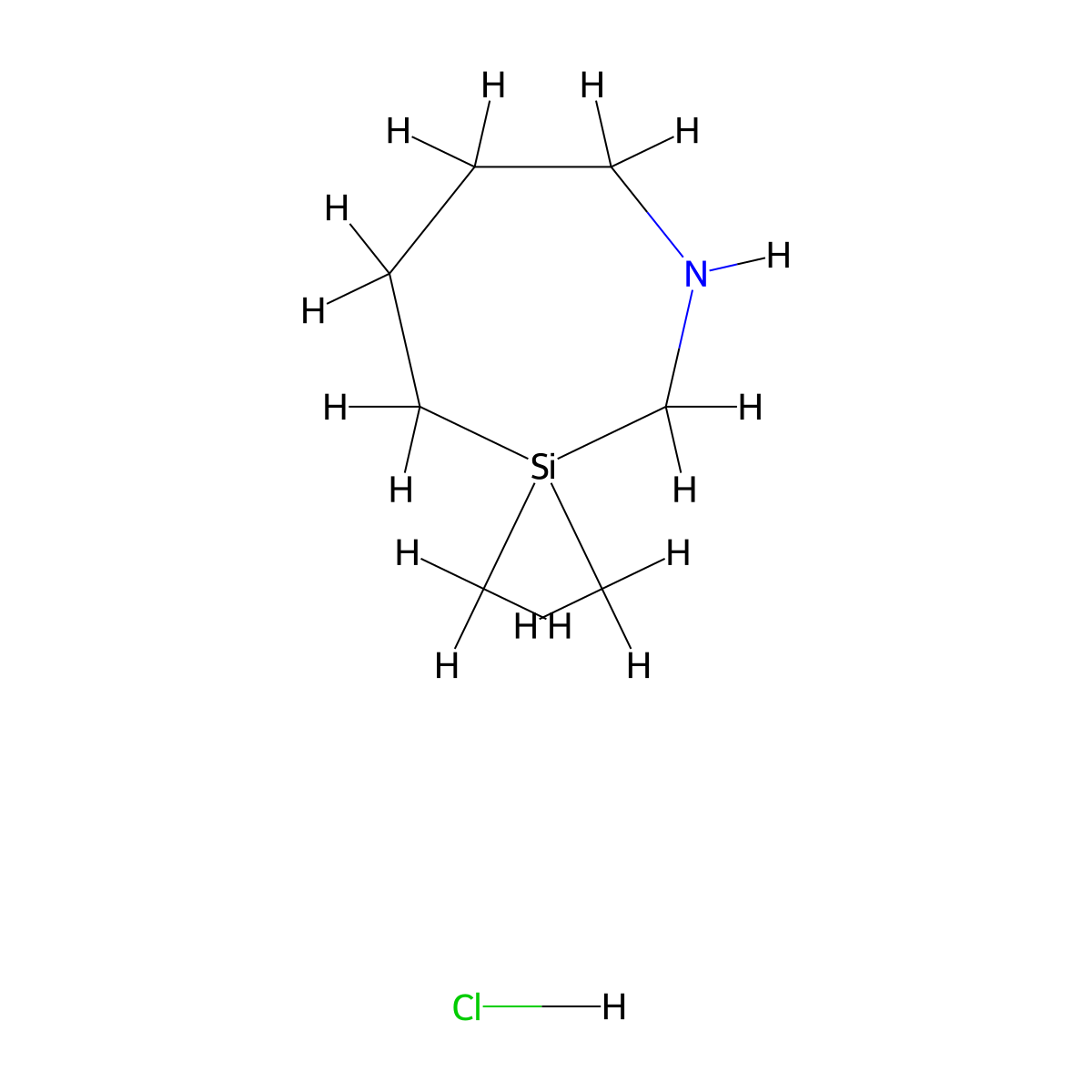 3,3-Dimethyl-1,3-azasilepane hydrochloride molecular structure, CAS 2377035-08-8