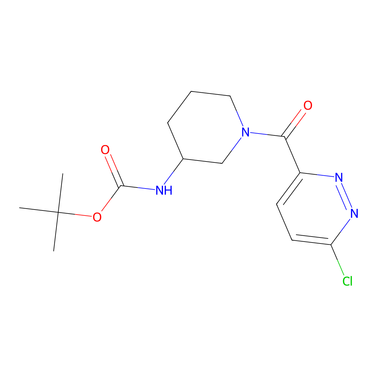 tert-butyl N-[1-(6-chloropyridazine-3-carbonyl)piperidin-3-yl]carbamate molecular structure, CAS 2377035-10-2
