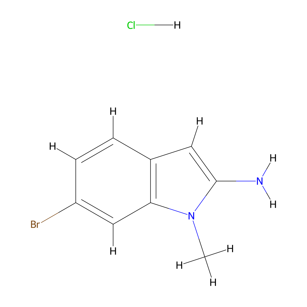 6-bromo-1-methyl-1H-indol-2-amine hydrochloride molecular structure, CAS 2377035-11-3