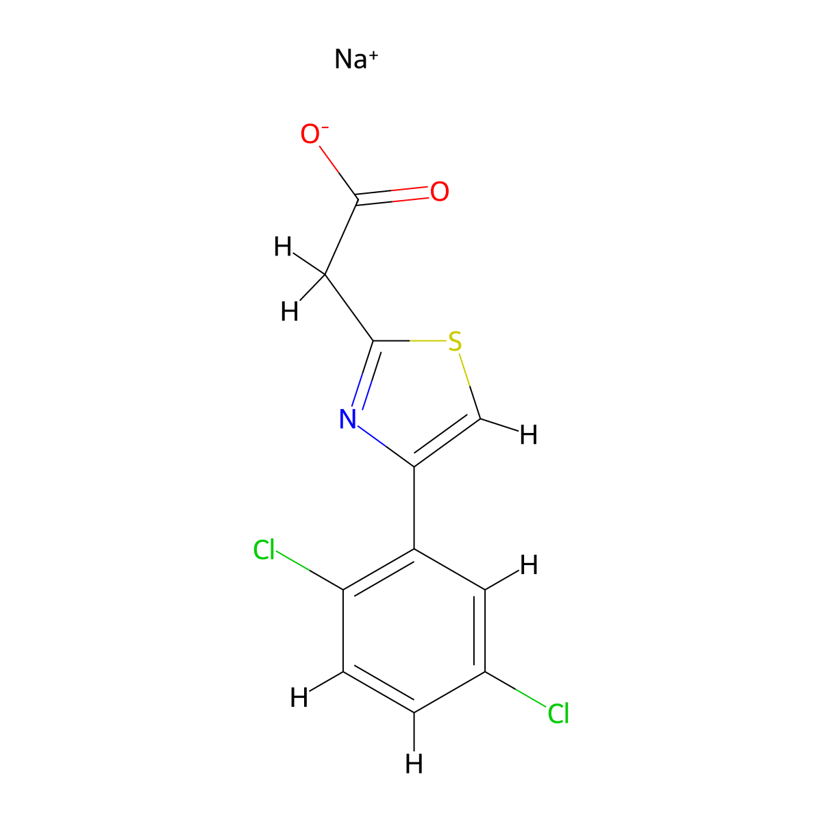 Sodium 2-(4-(2,5-dichlorophenyl)-1,3-thiazol-2-yl)acetate molecular structure, CAS 2377035-17-9