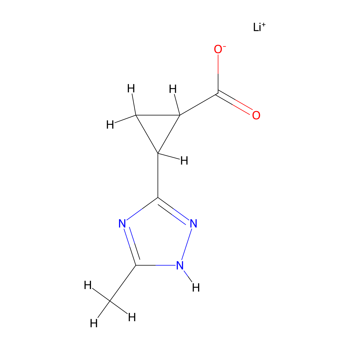 Lithium;2-(5-methyl-1H-1,2,4-triazol-3-yl)cyclopropane-1-carboxylate molecular structure, CAS 2377035-25-9