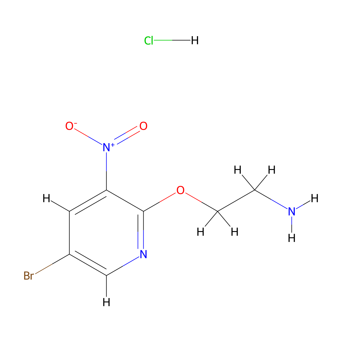 2-(5-Bromo-3-nitropyridin-2-yl)oxyethanamine;hydrochloride molecular structure, CAS 2377035-28-2
