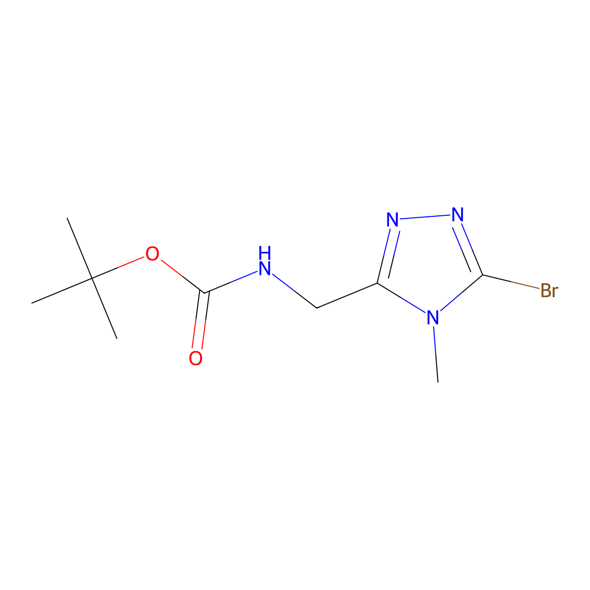 tert-butyl N-[(5-bromo-4-methyl-4H-1,2,4-triazol-3-yl)methyl]carbamate molecular structure, CAS 2377035-29-3