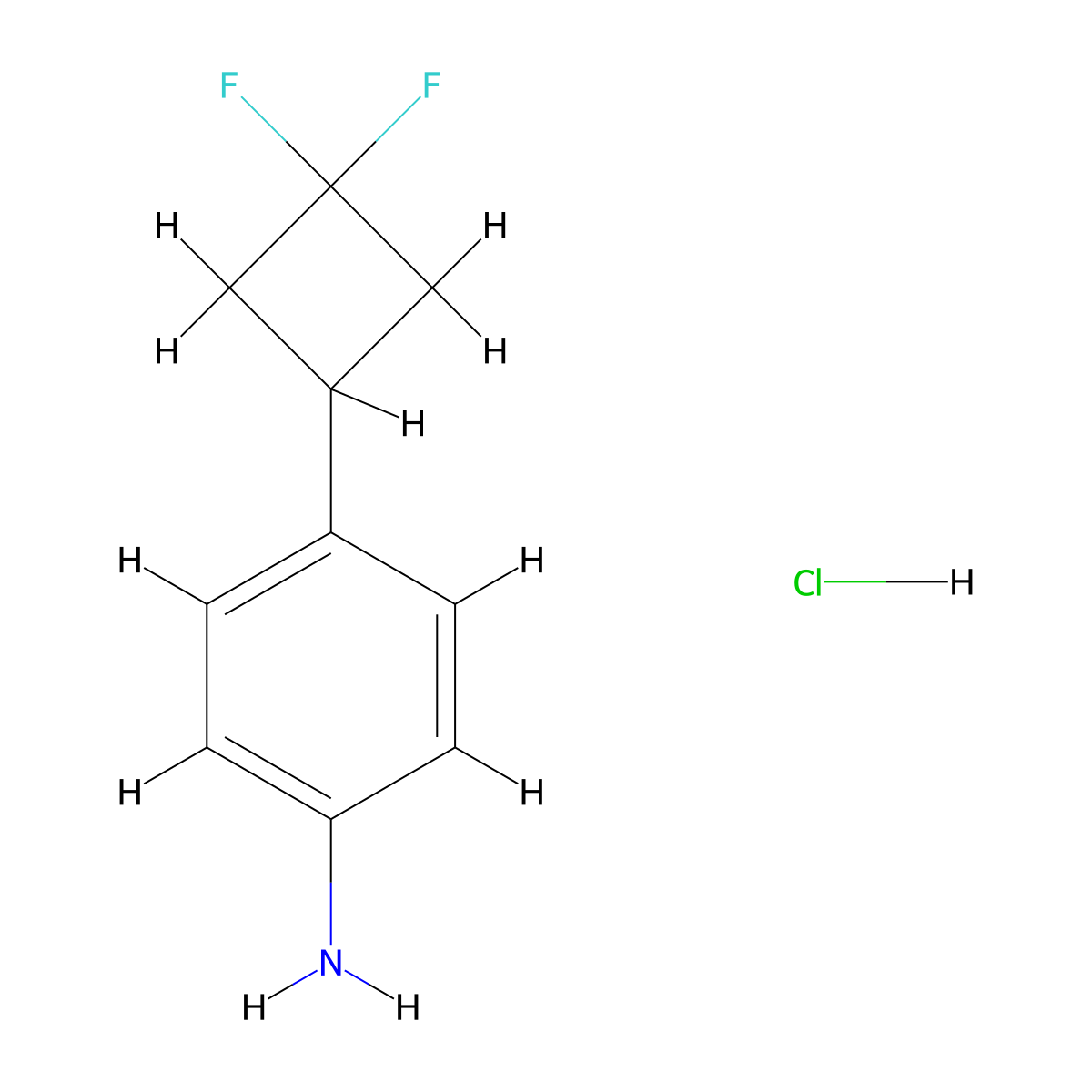 4-(3,3-Difluorocyclobutyl)aniline hydrochloride molecular structure, CAS 2377035-35-1