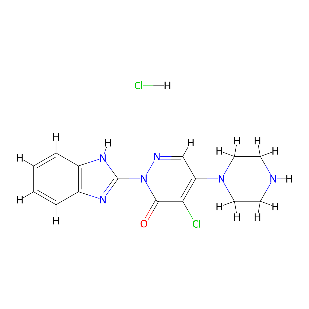 2-(1H-1,3-benzodiazol-2-yl)-4-chloro-5-(piperazin-1-yl)-2,3-dihydropyridazin-3-one hydrochloride molecular structure, CAS 2377035-38-4