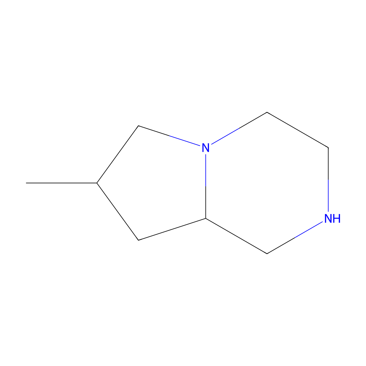7-methyl-octahydropyrrolo[1,2-a]piperazine, Mixture of diastereomers molecular structure, CAS 2377035-40-8