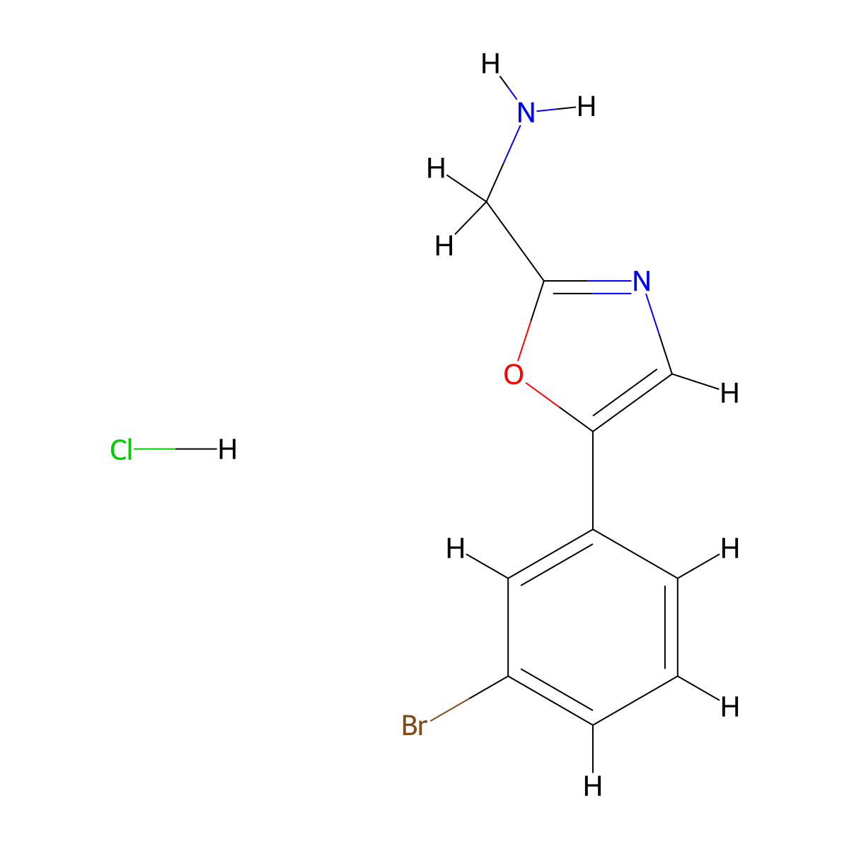 (5-(3-Bromophenyl)-1,3-oxazol-2-yl)methanamine hydrochloride molecular structure, CAS 2377035-43-1