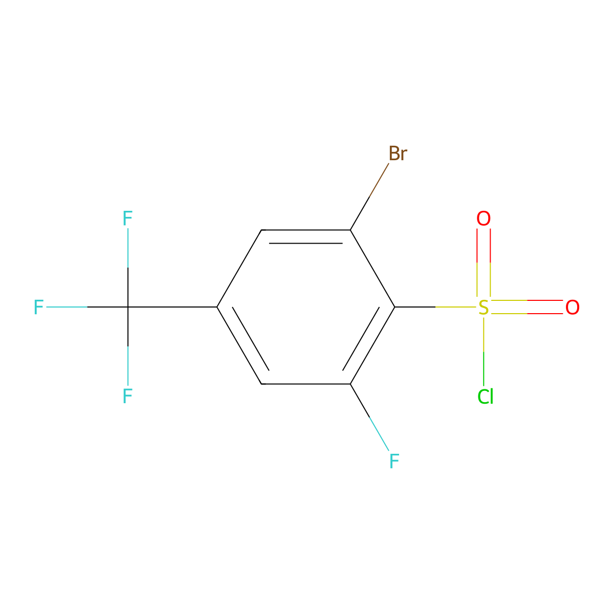 2-Bromo-6-fluoro-4-(trifluoromethyl)benzene-1-sulfonyl chloride molecular structure, CAS 2377035-48-6