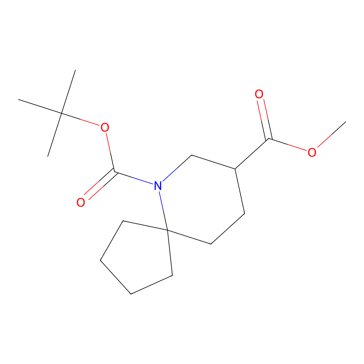 6-Tert-butyl 8-methyl 6-azaspiro[4.5]decane-6,8-dicarboxylate molecular structure, CAS 2377035-52-2