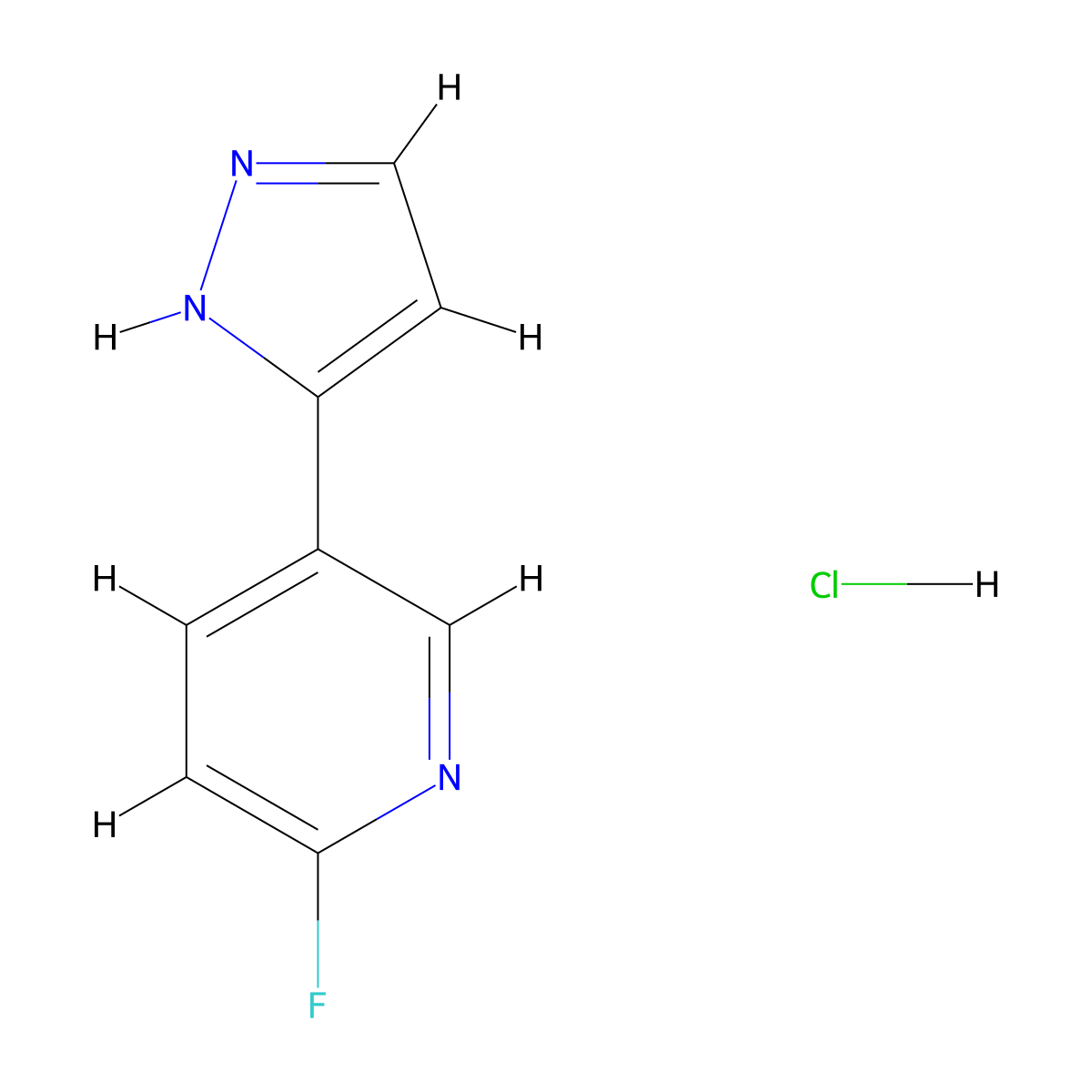 2-fluoro-5-(1H-pyrazol-3-yl)pyridine hydrochloride molecular structure, CAS 2377035-55-5