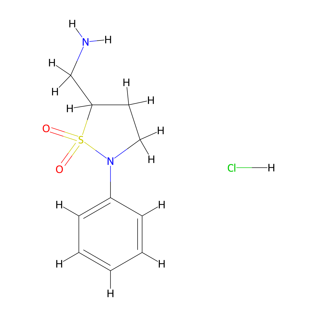 5-(Aminomethyl)-2-phenyl-1lambda6,2-thiazolidine-1,1-dione hydrochloride molecular structure, CAS 2377035-61-3