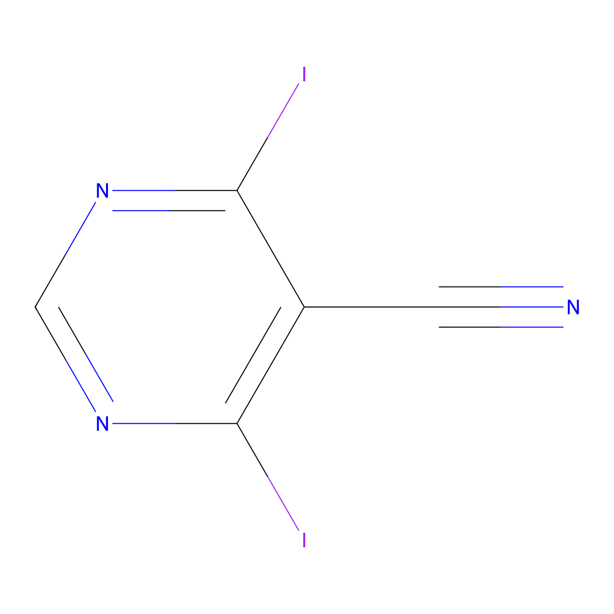 4,6-Diiodopyrimidine-5-carbonitrile molecular structure, CAS 2377035-72-6
